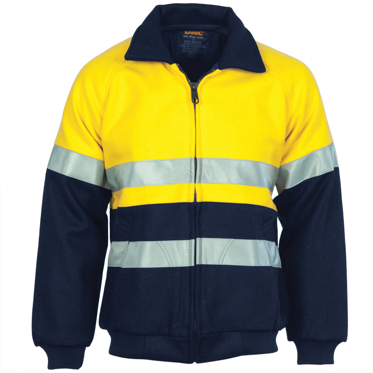 HiVis Two Tone Bluey Bomber Jacket with CSR R/Tape — DNC Workwear colour image