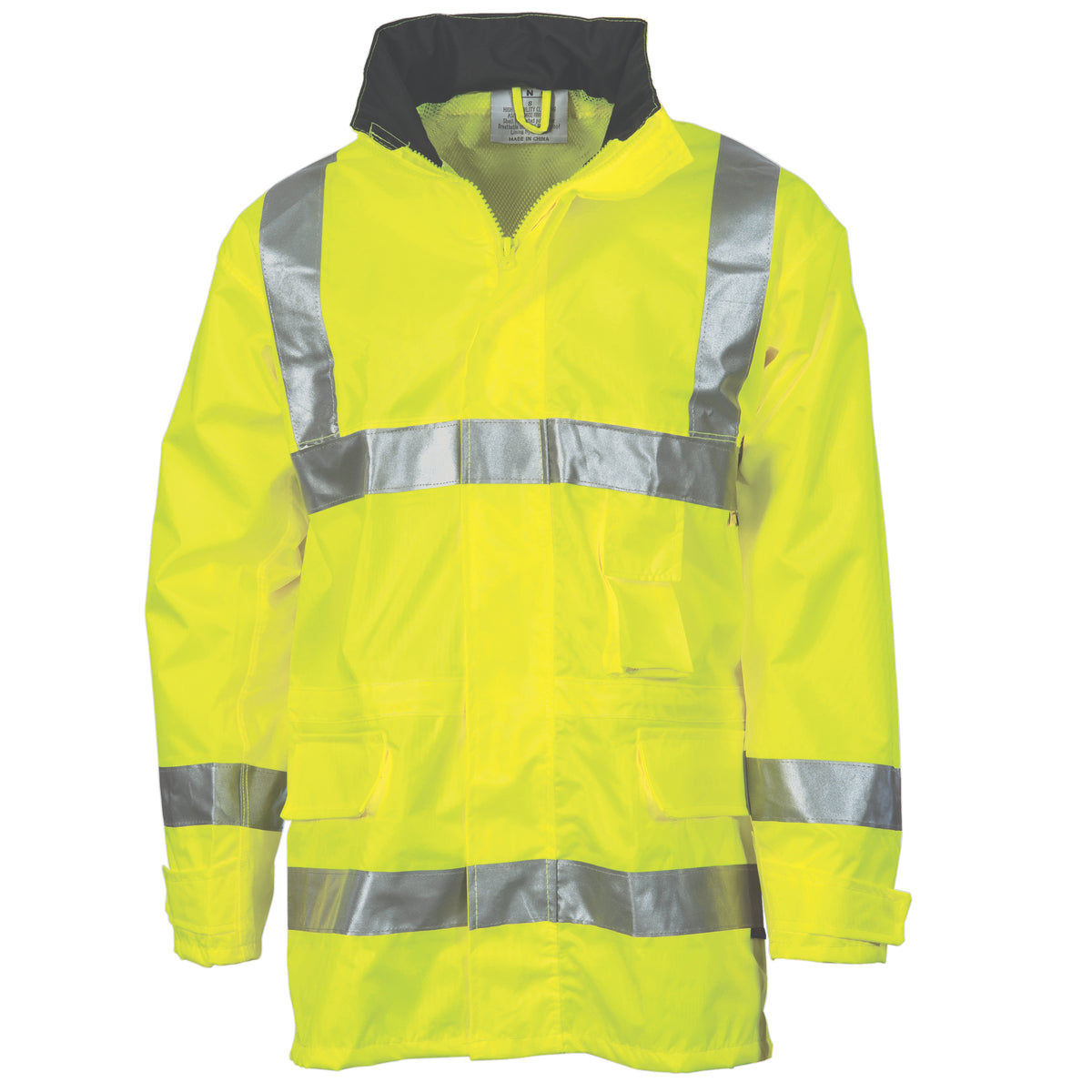 HiVis D/N Breathable Rain Jacket with CSR R/Tape — DNC Workwear colour image