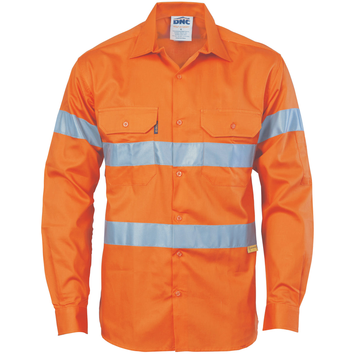 HiVis Cool-Breeze Cotton Shirt with 3M 8910 R/Tape - Long sleeve — DNC Workwear colour image