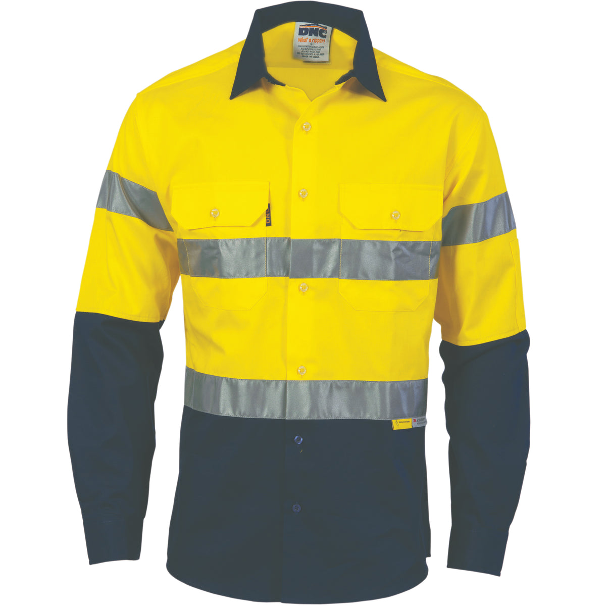 HiVis Cool-Breeze Cotton Shirt with 3M 8910 R/Tape - Long sleeve — DNC Workwear colour image