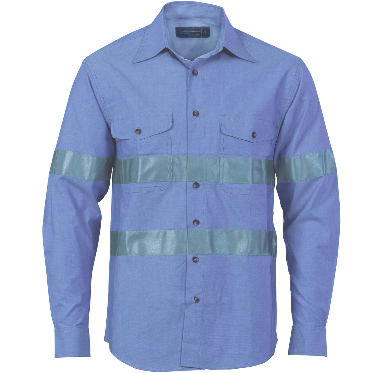 Cotton Chambray Shirt with CSR R/Tape - Long Sleeve — DNC Workwear colour image