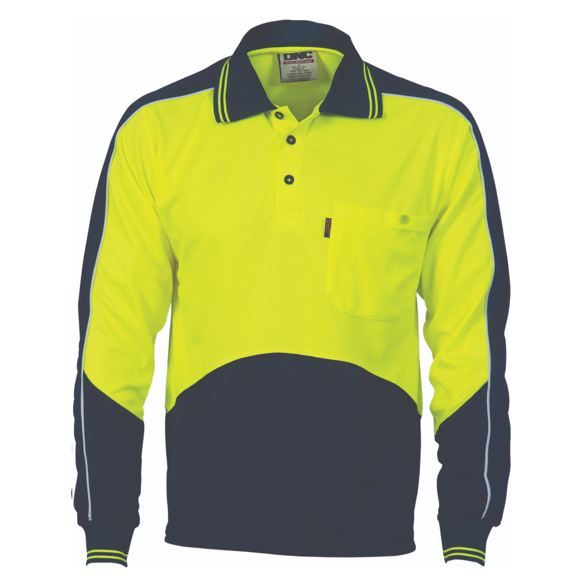 HiVis Cool-Breathe Panel Polo Shirt - Long Sleeve — DNC Workwear colour image