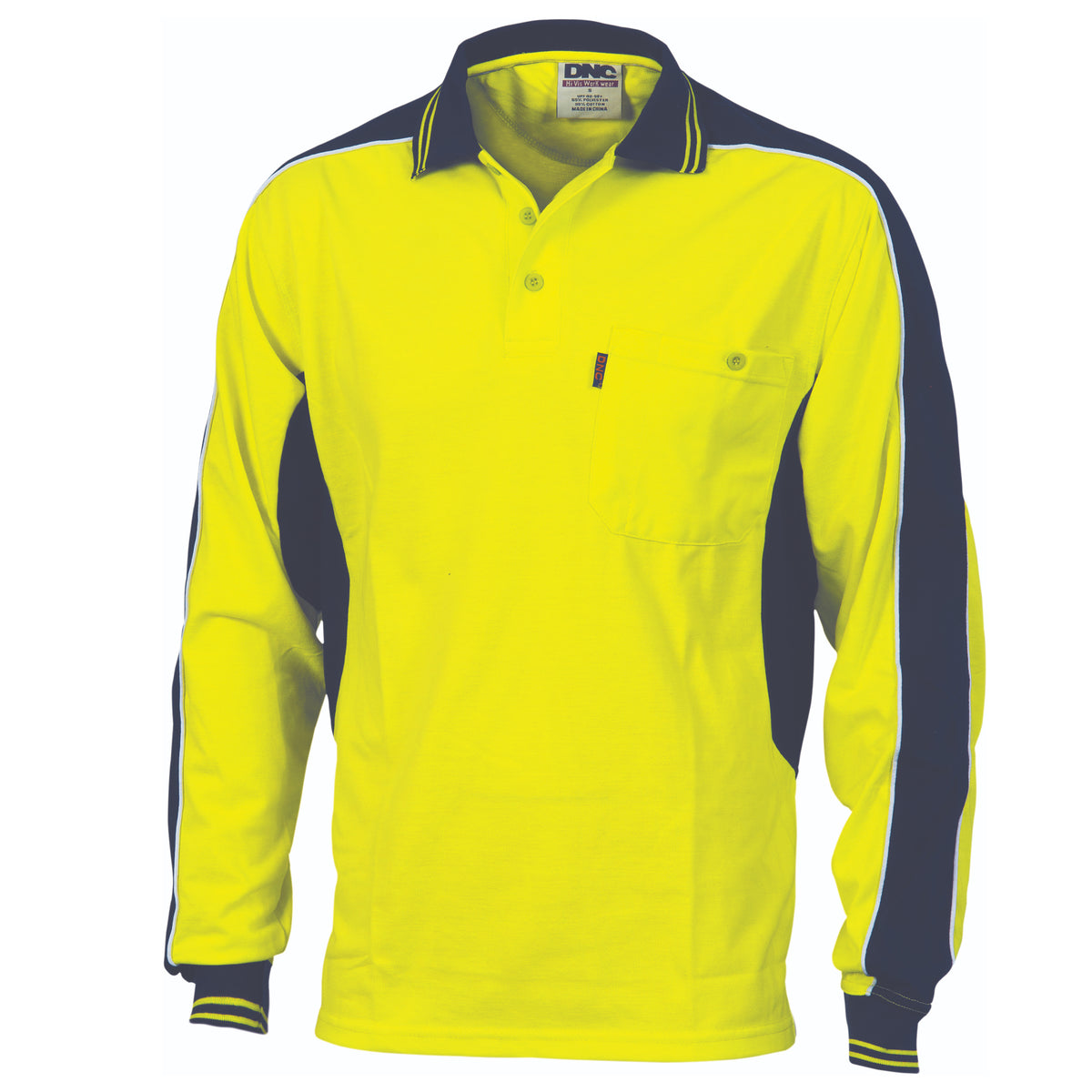Poly/Cotton Contrast Panel Polo - long Sleeve — DNC Workwear colour image