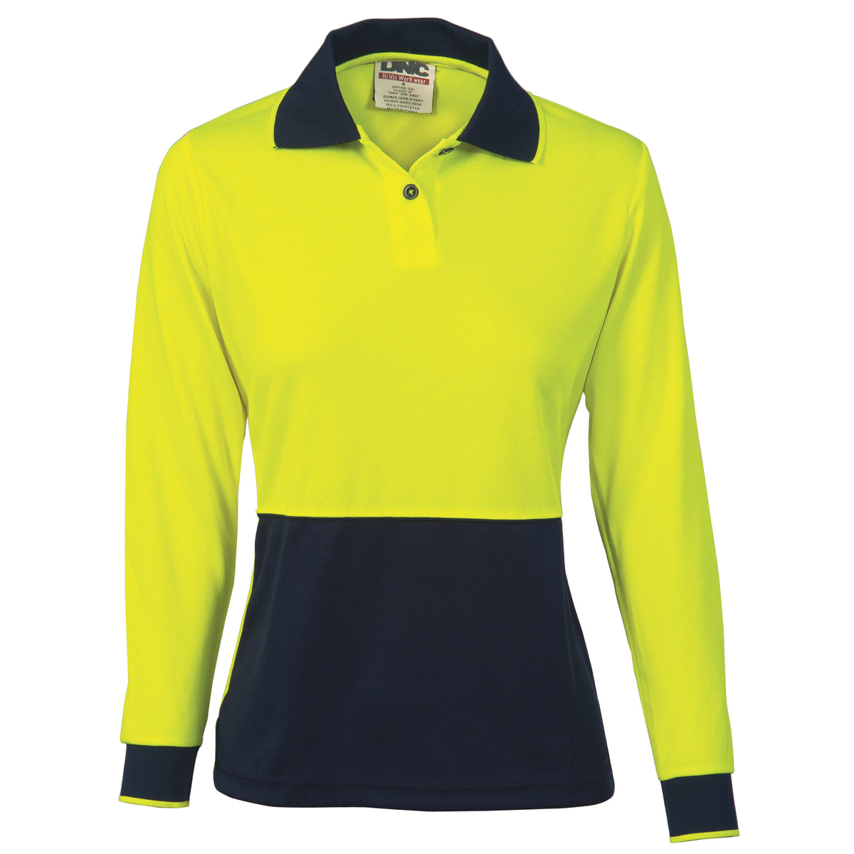 Ladies HiVis Two Tone Polo Shirt - Long Sleeve — DNC Workwear colour image