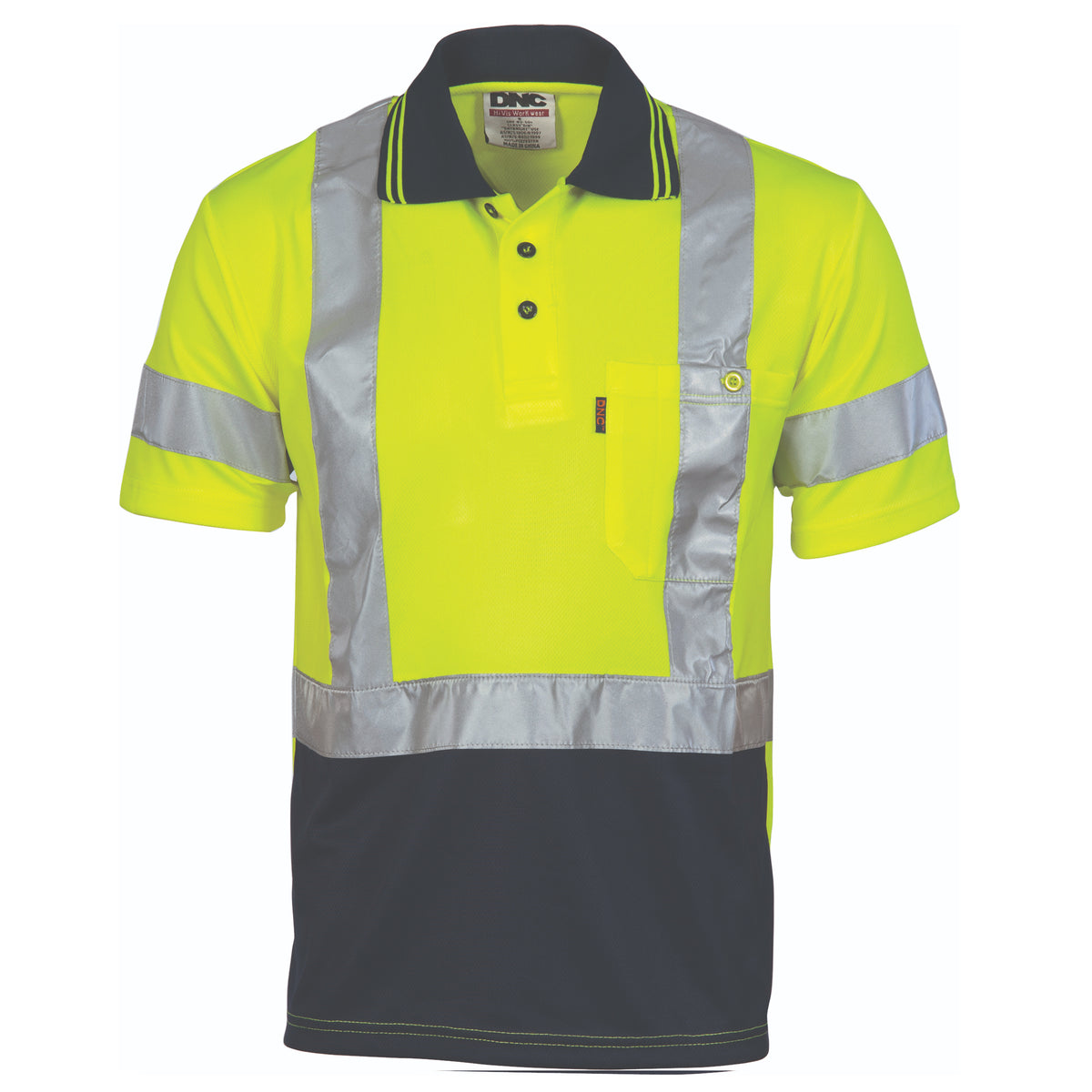 HiVis D/N Cool-Breathe Polo Shirt "X" Back CSR R/Tape - Short Sleeve — DNC Workwear colour image