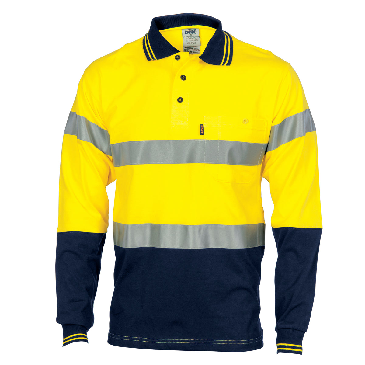 HiVis Cool Breeze Cotton Jersey Polo with CSR R/Tape - Long Sleeve — DNC Workwear colour image