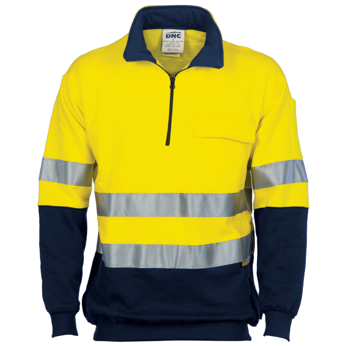 HiVis Two Tone 1/2 Zip Cotton Fleecy Windcheater with CSR R/Tape — DNC Workwear colour image
