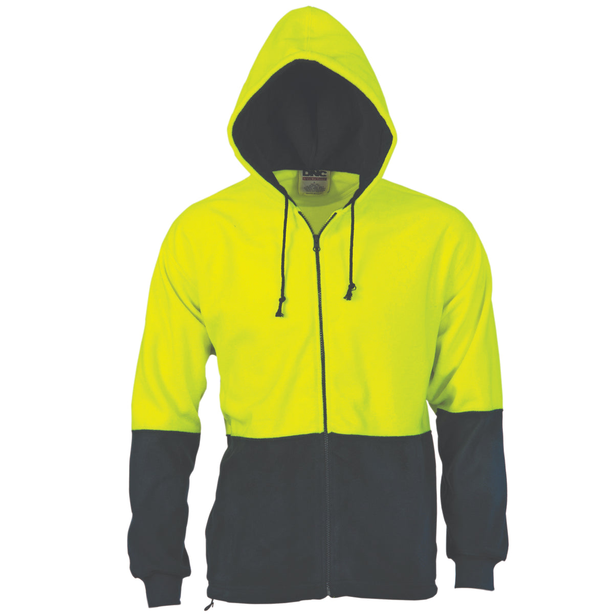 HiVis Two Tone Full Zip Polar Fleece Hoodie — DNC Workwear colour image