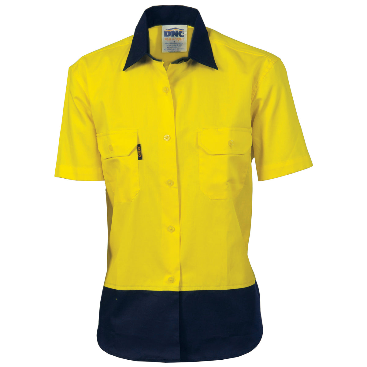 Ladies HiVis Two Tone Cotton Drill Shirt - Short Sleeve — DNC Workwear colour image