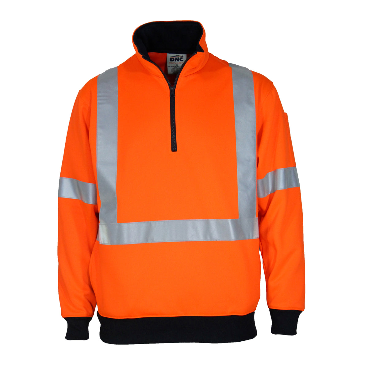 HiVis 1/2 Zip "X" Back Fleecy Jumper — DNC Workwear colour image