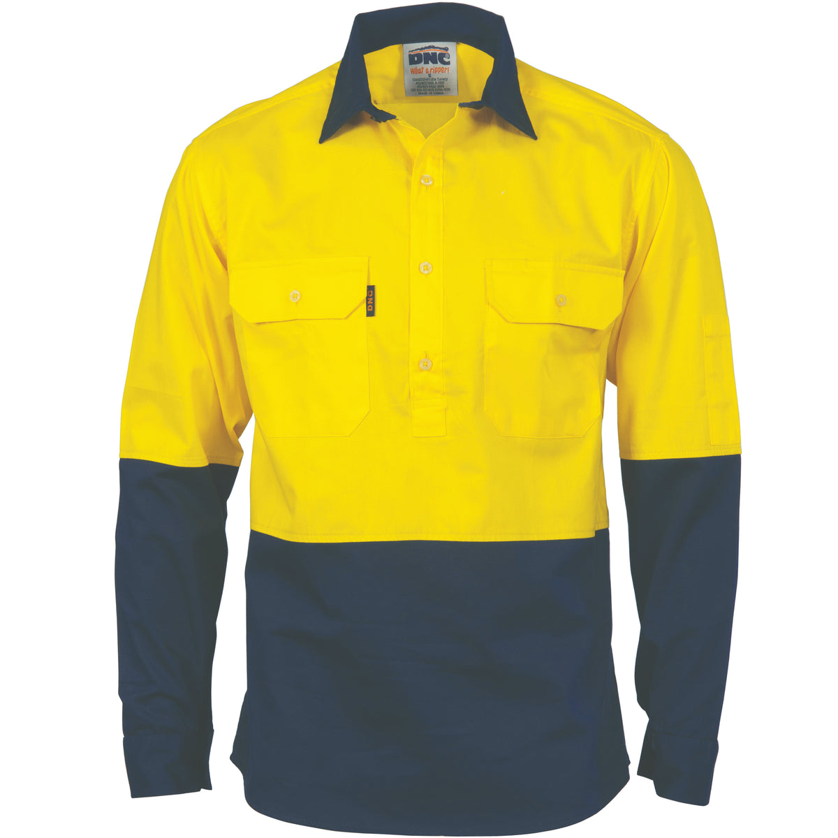 HiVis 2 Tone Cool-Breeze Close Front Cotton Shirt - Long Sleeve — DNC Workwear colour image