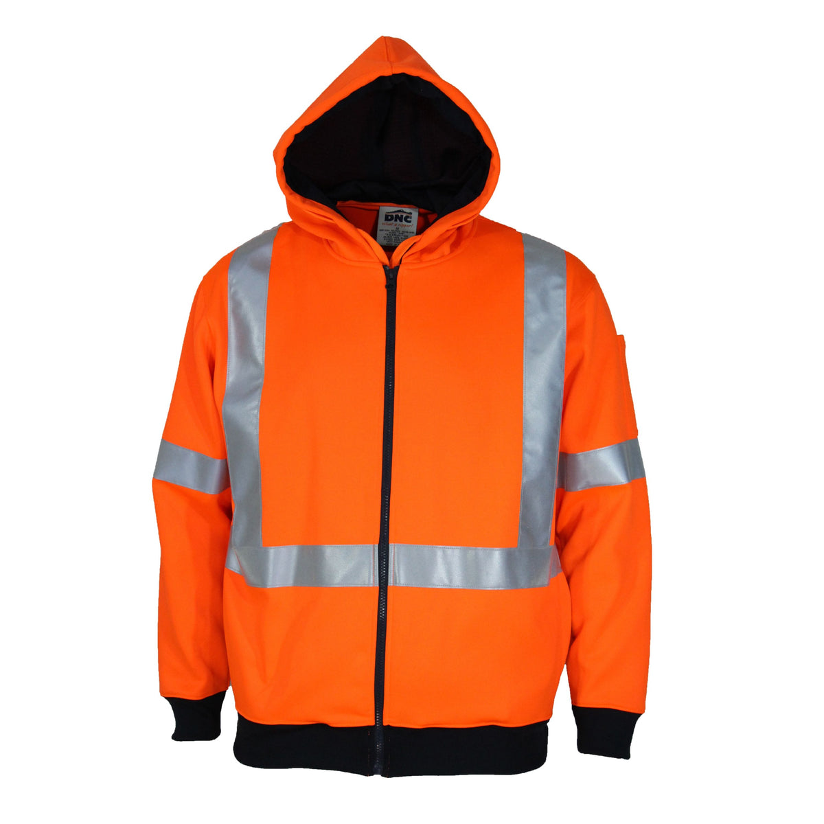 HiVis Full Zip “X” Back Fleecy Hoodie — DNC Workwear colour image