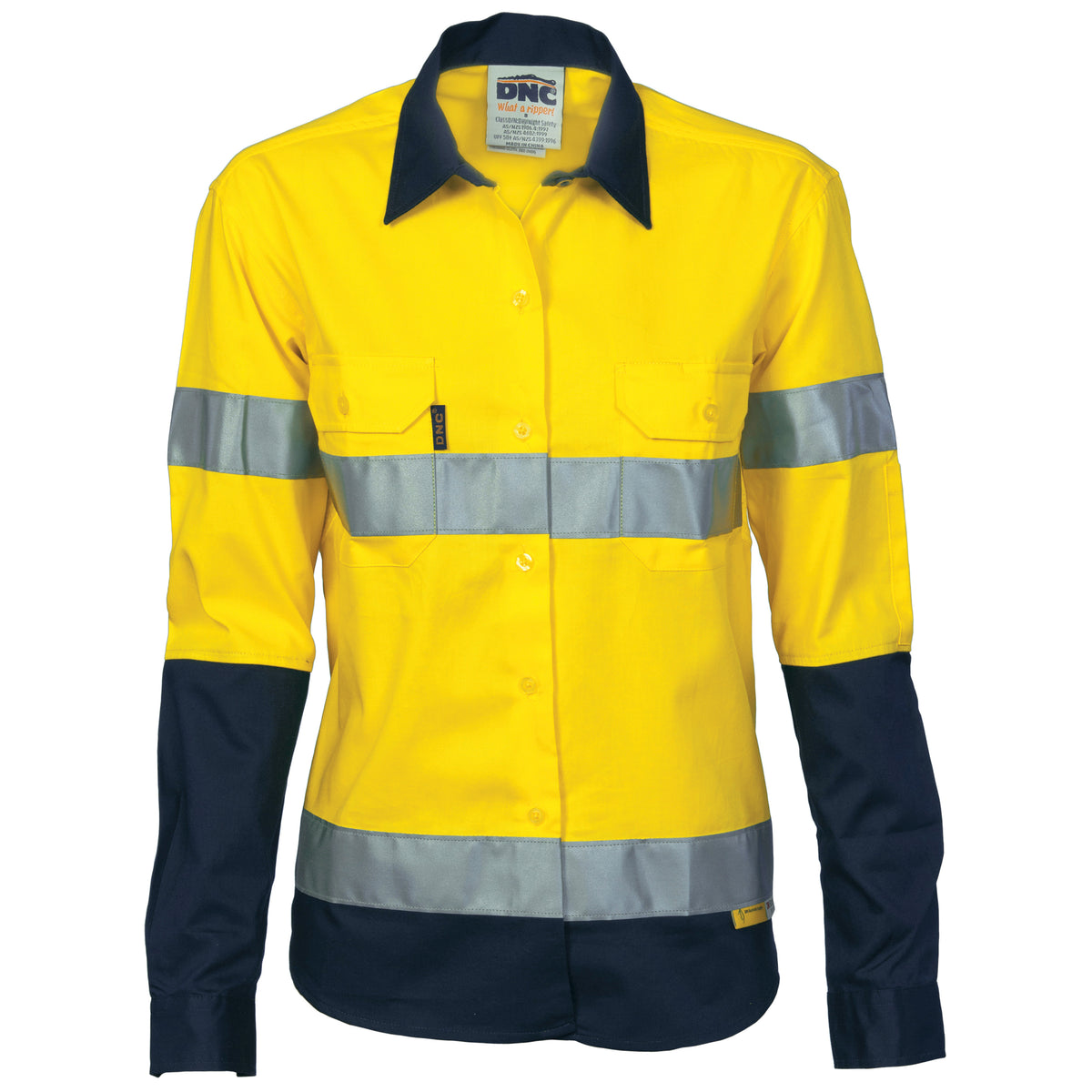 Ladies HiVis Two Tone Drill Shirt with CSR R/Tape - Long sleeve — DNC Workwear colour image