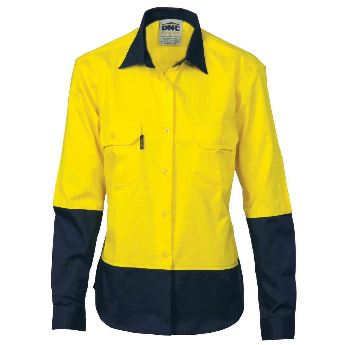 Ladies HiVis Two Tone Cool-Breeze Cotton Shirt - Long Sleeve — DNC Workwear colour image