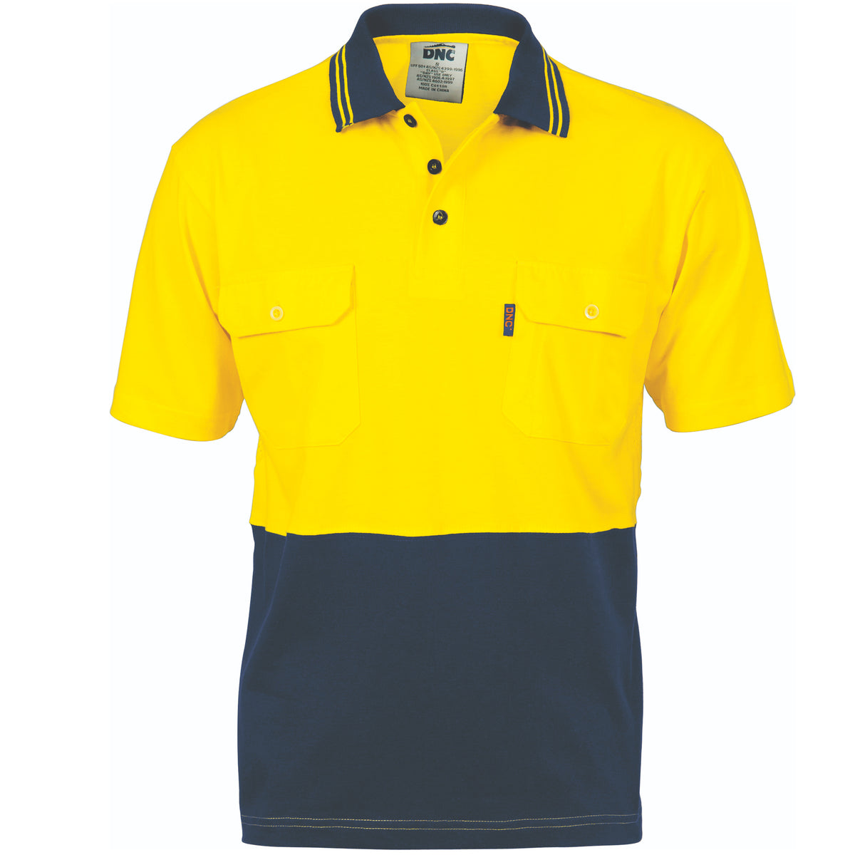 HiVis Cool-Breeze Two Tone Cotton Jersey Polo Shirt with Twin Chest Pocket - S/S — DNC Workwear colour image