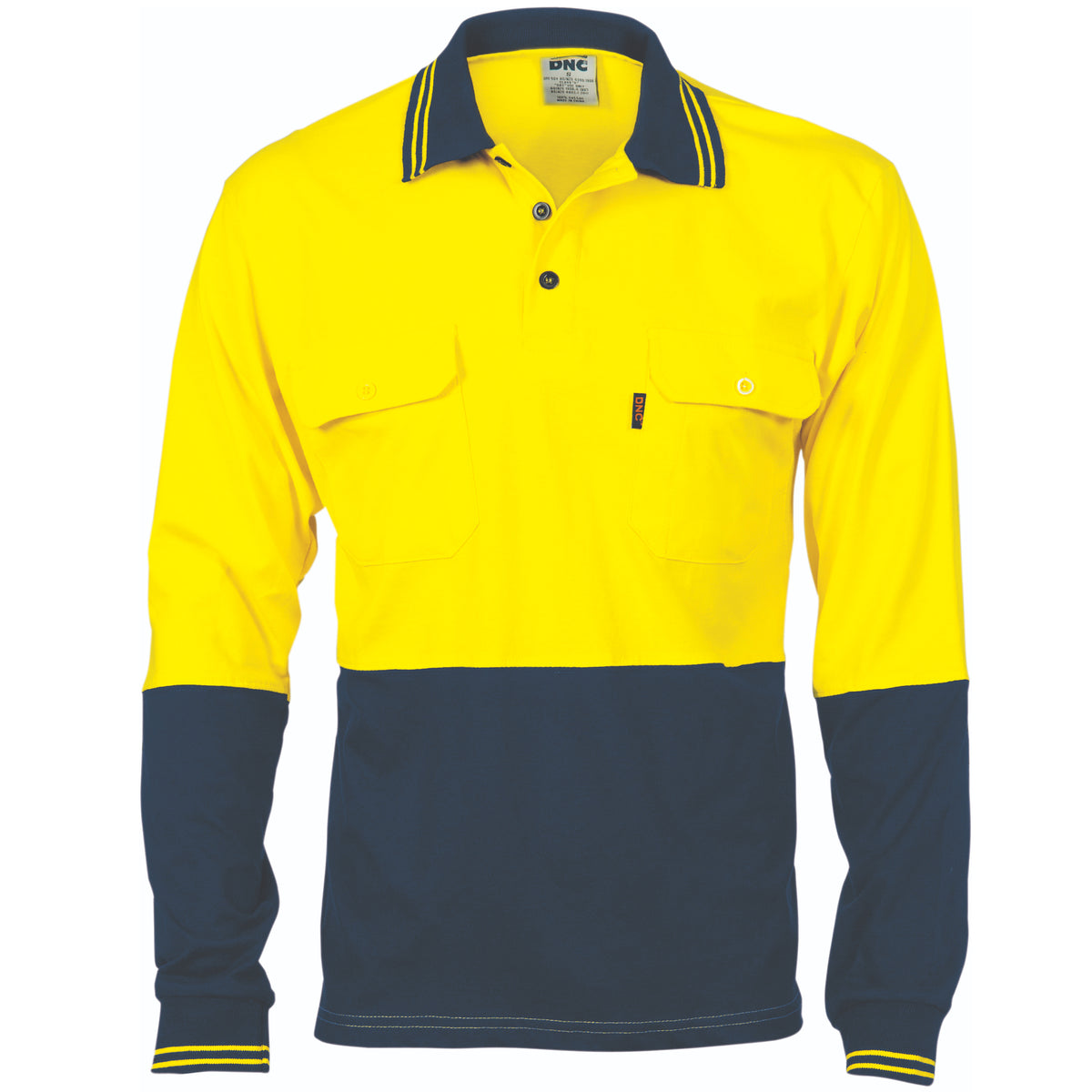 HiVis Cool-Breeze Two Tone Cotton Jersey Polo Shirt with Twin Chest Pocket - L/S — DNC Workwear colour image