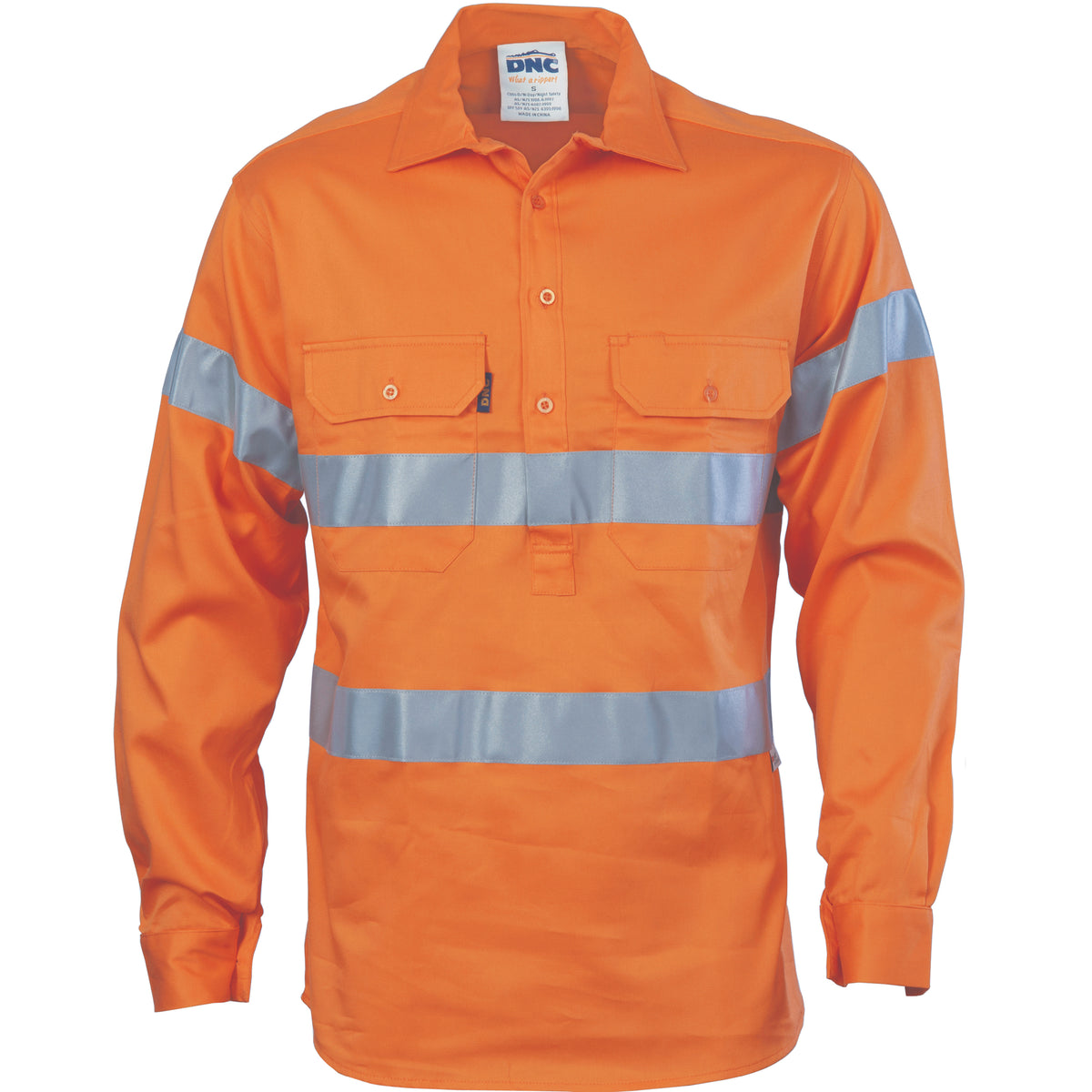 HiVis Cool-Breeze Close Front Cotton Shirt with CSR R/Tape — DNC Workwear colour image