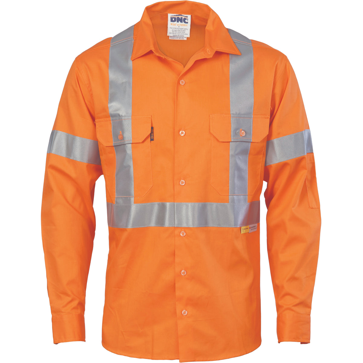 HiVis Cool-Breeze "X" Back Cotton Shirt with CSR R/Tape - Long Sleeve — DNC Workwear colour image