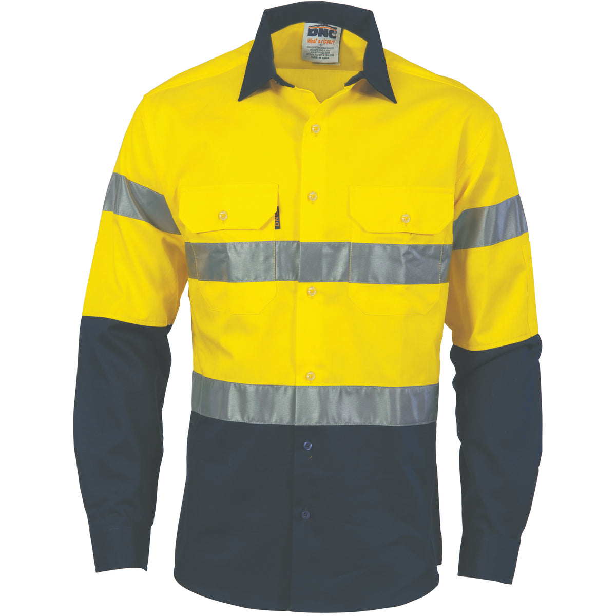 HiVis Cool-Breeze Cotton Shirt with CSR R/Tape - Long Sleeve — DNC Workwear colour image