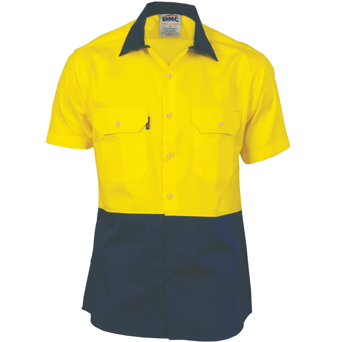 HiVis Two Tone Cotton Drill Vented Shirt - Short Sleeve — DNC Workwear colour image