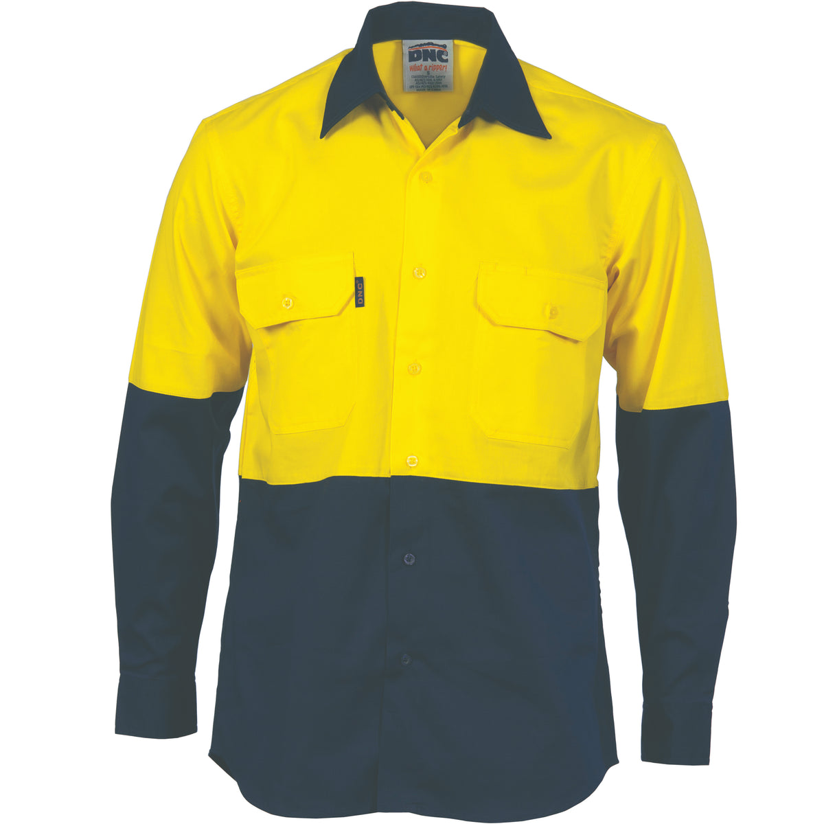 HiVis Two Tone Cotton Drill Vented Shirt - Long Sleeve — DNC Workwear colour image