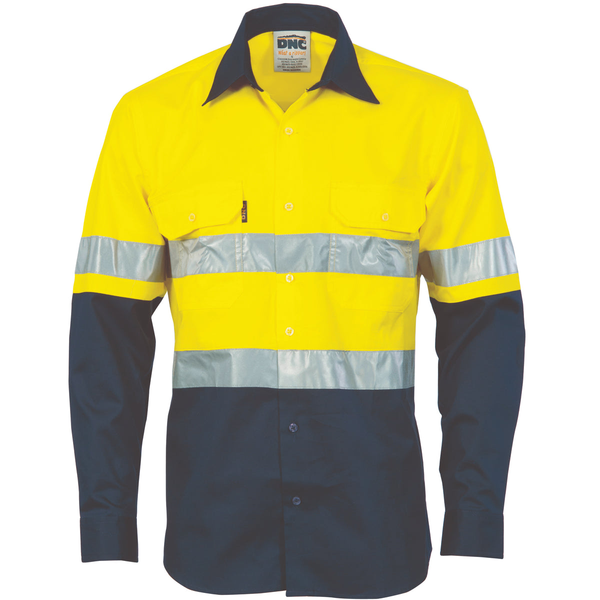 HiVis Cool-Breeze Vertical Vented Cotton Shirt with CSR R/Tape - Long Sleeve — DNC Workwear colour image