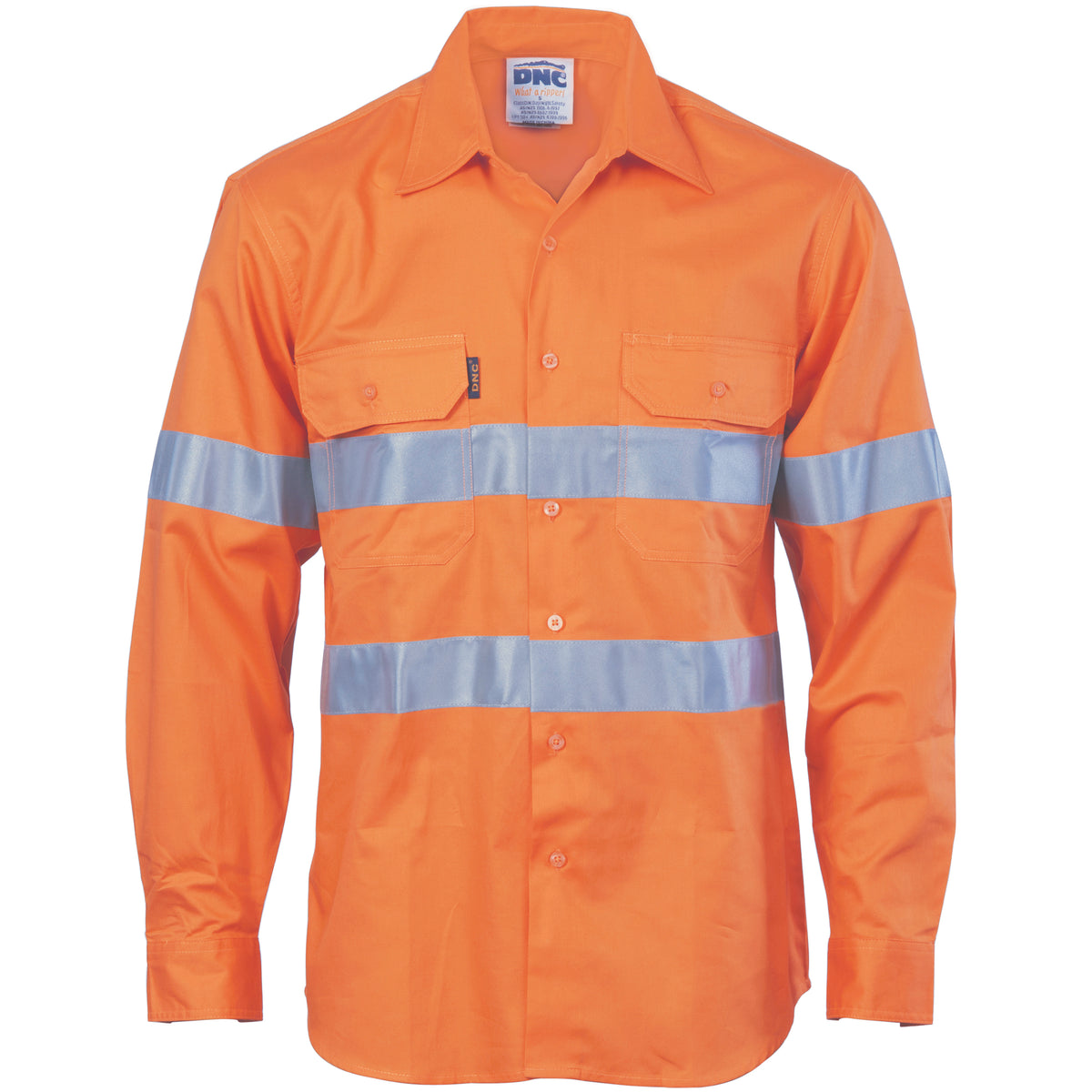 HiVis Cool-Breeze Vertical Vented Cotton Shirt with CSR R/Tape - Long Sleeve — DNC Workwear colour image