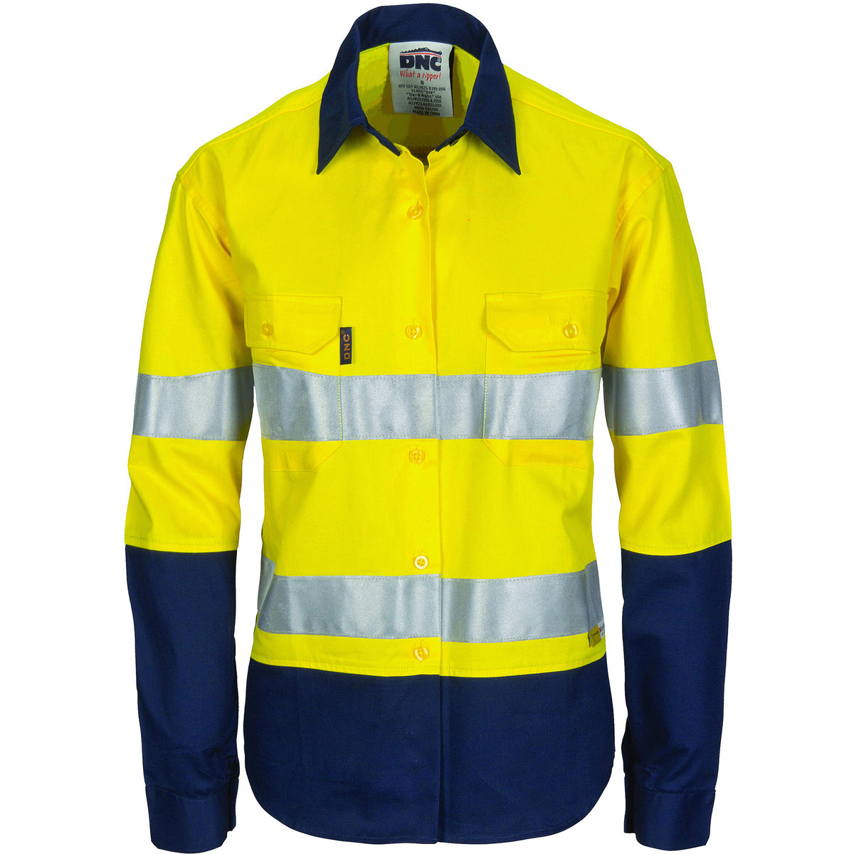 Ladies HiVis Two Tone Cool-Breeze Cotton Shirt with 3M R/Tape - Long Sleeve — DNC Workwear colour image