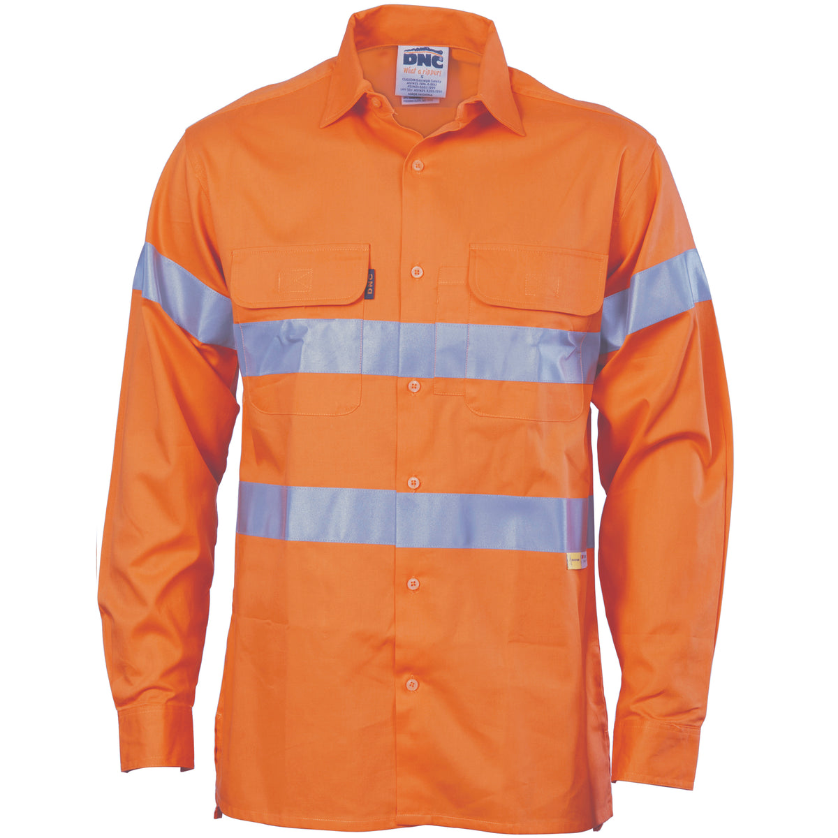 HiVis Cool-Breeze Cotton Shirt with 3M 8906 R/Tape - Long Sleeve — DNC Workwear colour image
