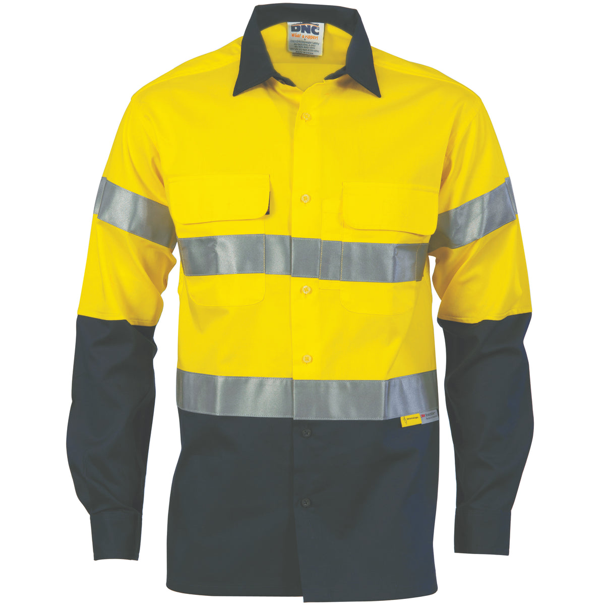 HiVis Cool-Breeze Cotton Shirt with 3M 8906 R/Tape - Long Sleeve — DNC Workwear colour image