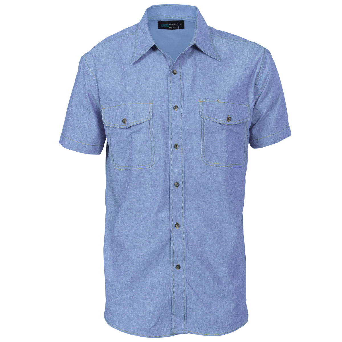 Mens Twin Flap Pocket Cotton Chambray - Short Sleeve — DNC Workwear colour image
