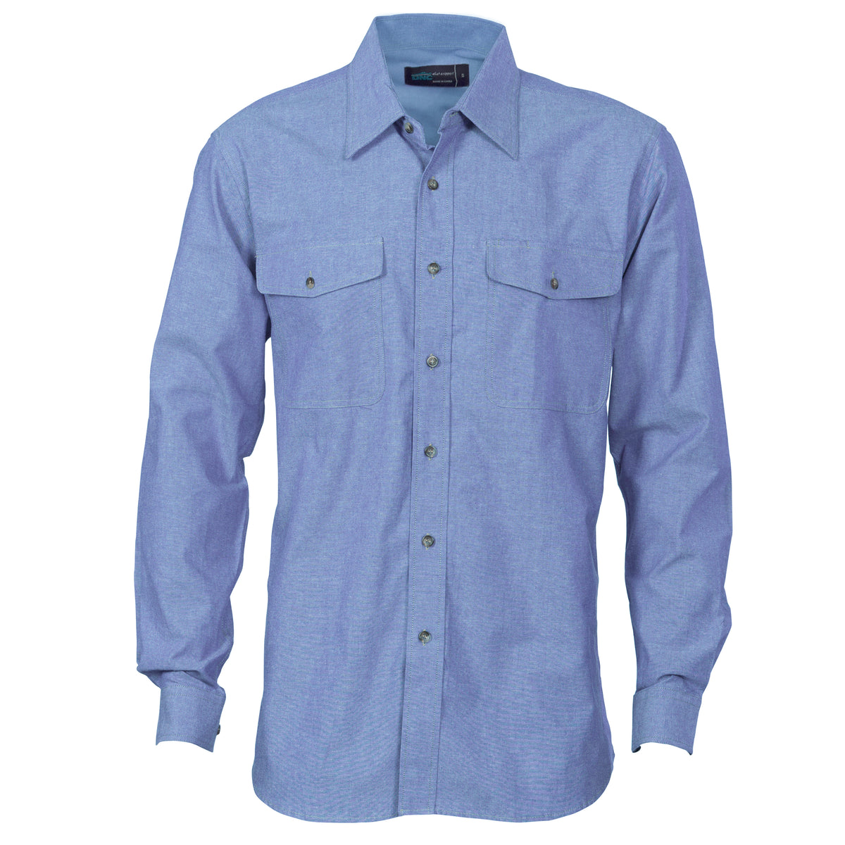 Mens Twin Flap Pocket Cotton Chambray - Long Sleeve — DNC Workwear colour image