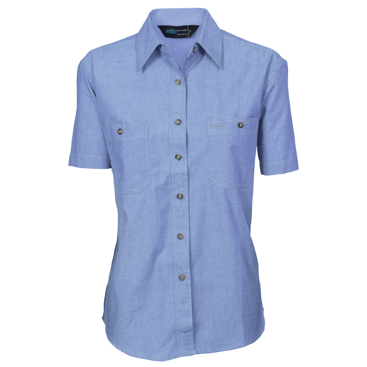 Ladies Cotton Chambray Shirt - Short Sleeve — DNC Workwear colour image