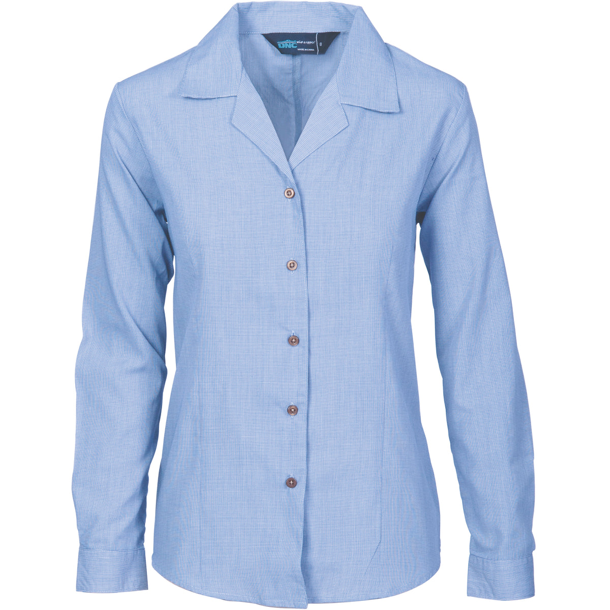 Ladies Revere Collar Mini (Check) Houndstooth B.Shirt - long sleeve — DNC Workwear colour image