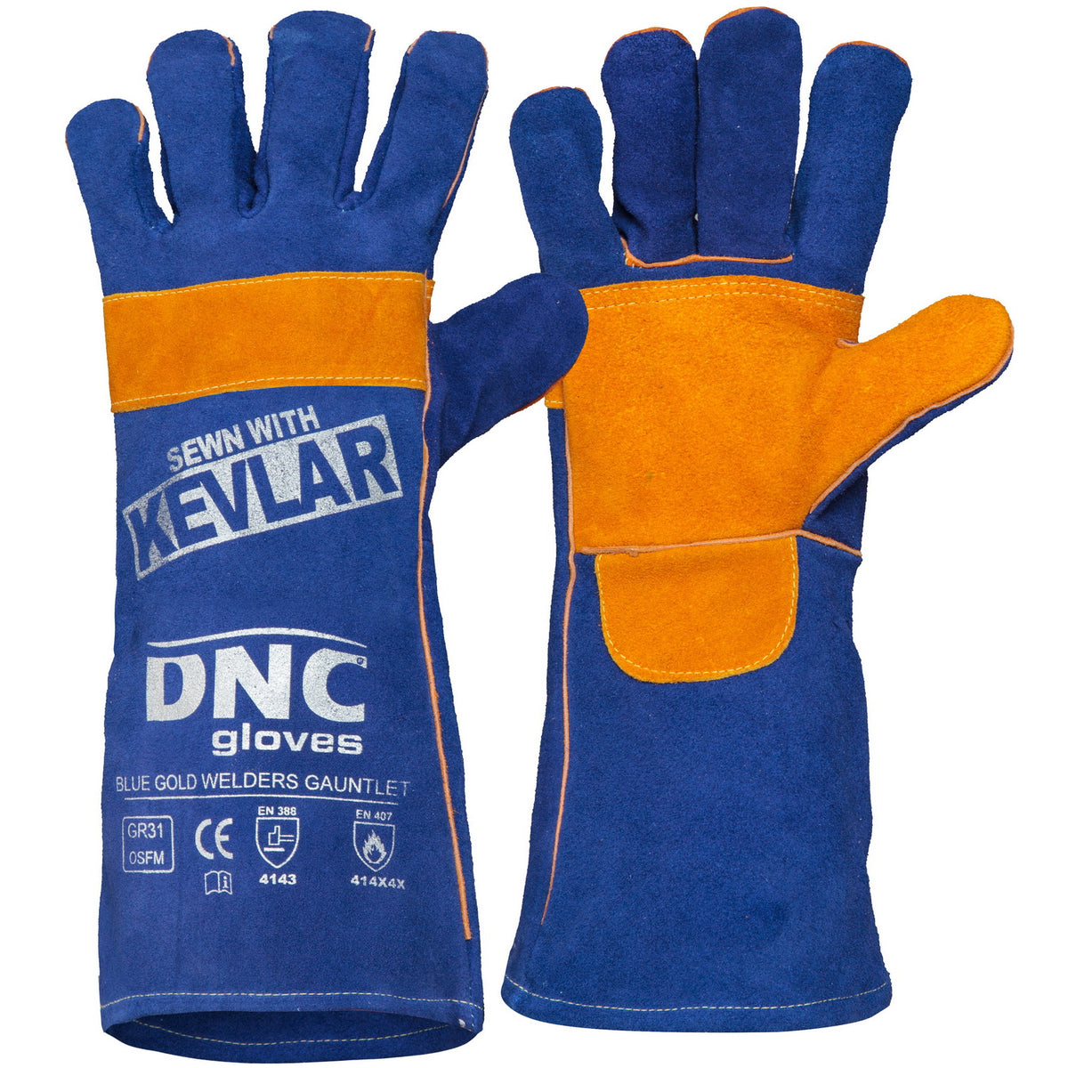Blue Gold Welders Gauntlet — DNC Workwear colour image