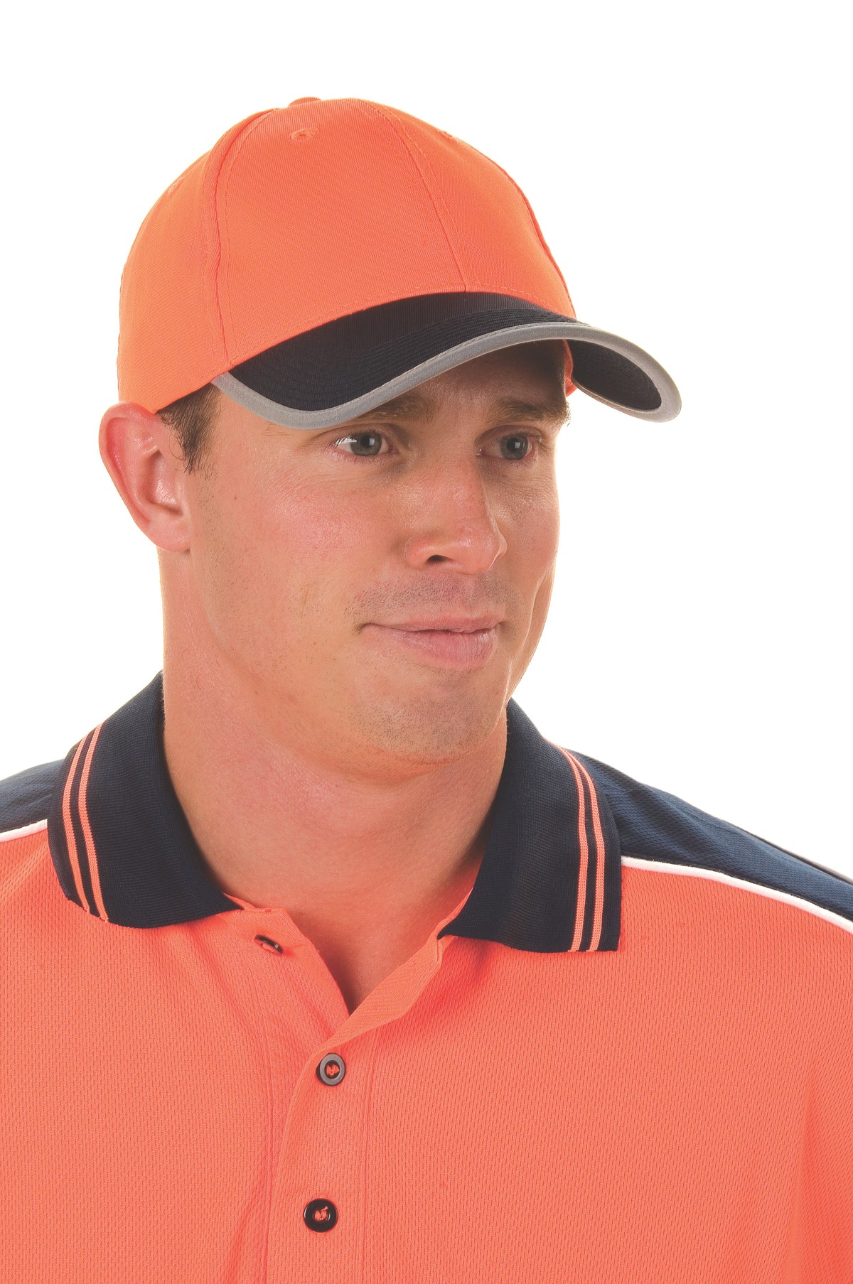 HiVis 2 tone cap with reflective trim & velcro strap — DNC Workwear colour image