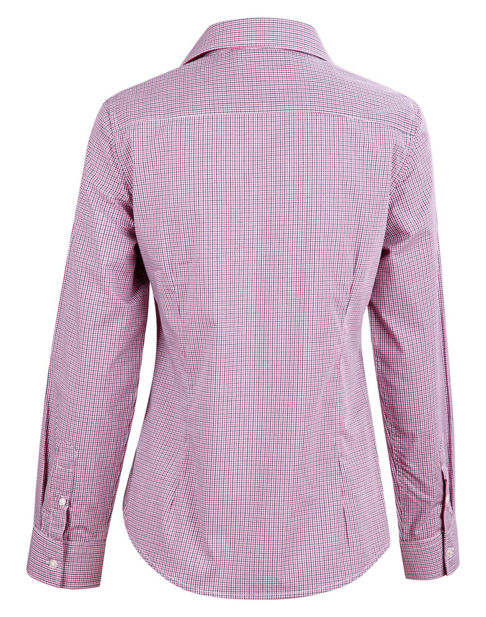 M8340L Ladies’ Two Tone Mini Gingham Long Sleeve Shirt - M8340L