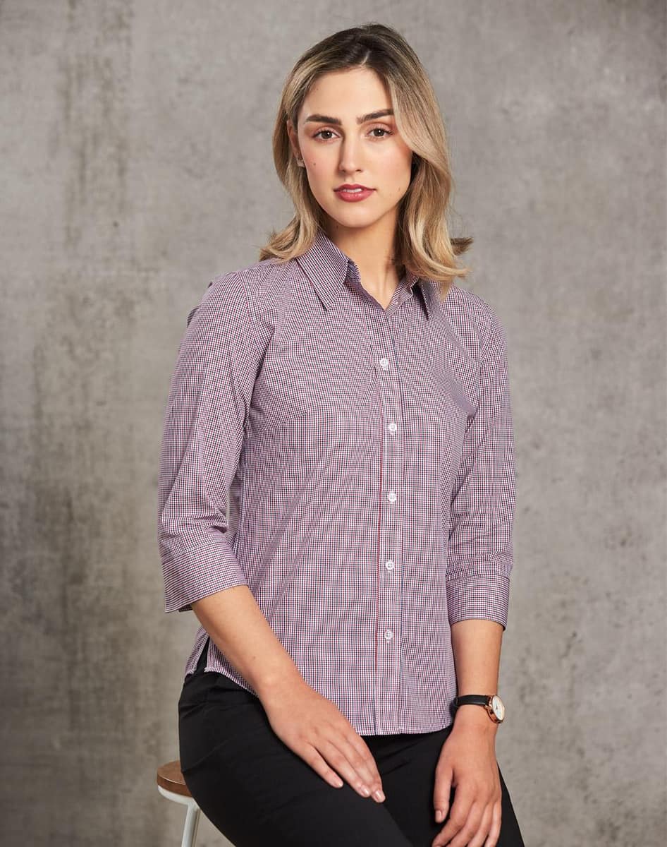 M8340Q Ladies’ two tone Mini Gingham 3/4 - M8340Q