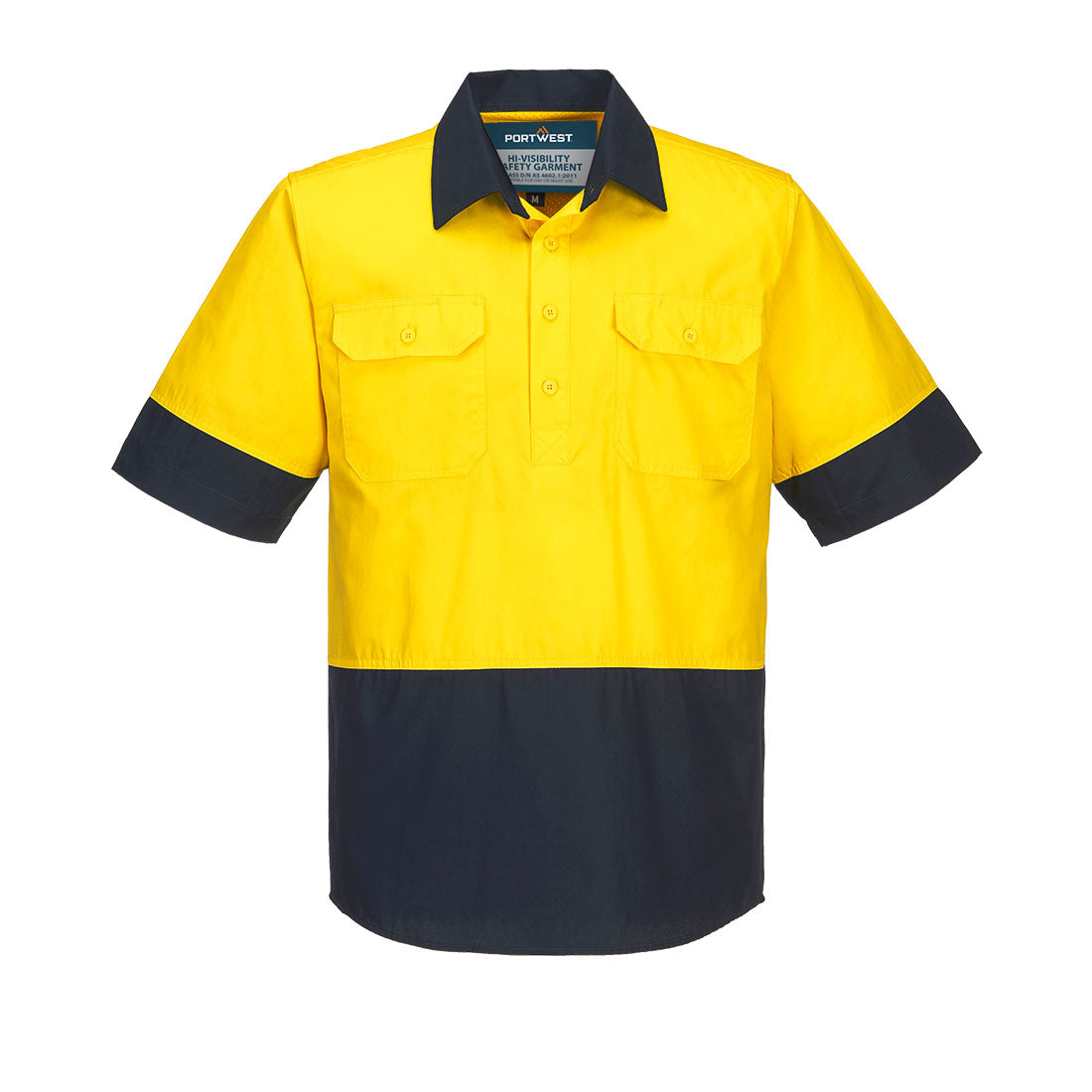 MC802 Canberra Hi-Vis Lightweight Contrast 1/2 Button Class D Shirt S/S