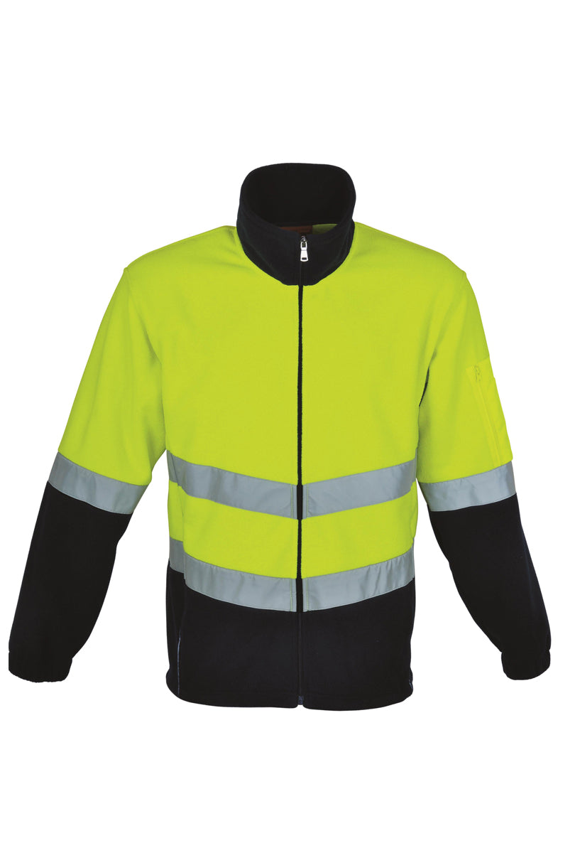 Unisex Adults Hi-Vis Full Zip Polar Fleece With reflective tape (SJ1239)
