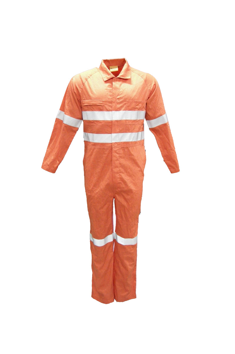 Unisex Adults Hi-Vis Cotton Drill Overall With X Pattern Reflective Tape (WO0683)