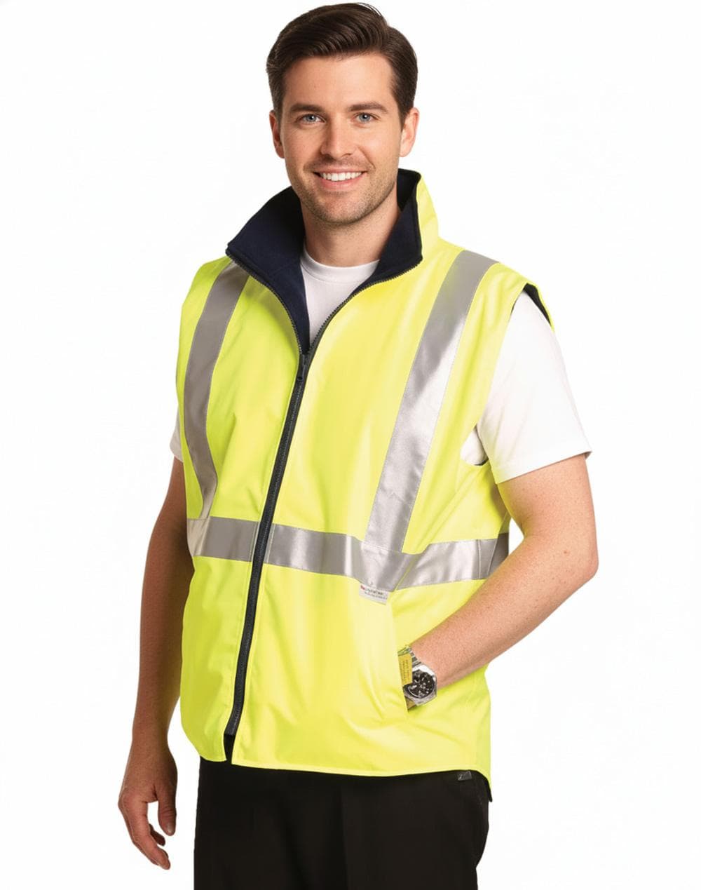 SW19A HI-VIS REVERSIBLE SAFETY VEST WITH 3M TAPES