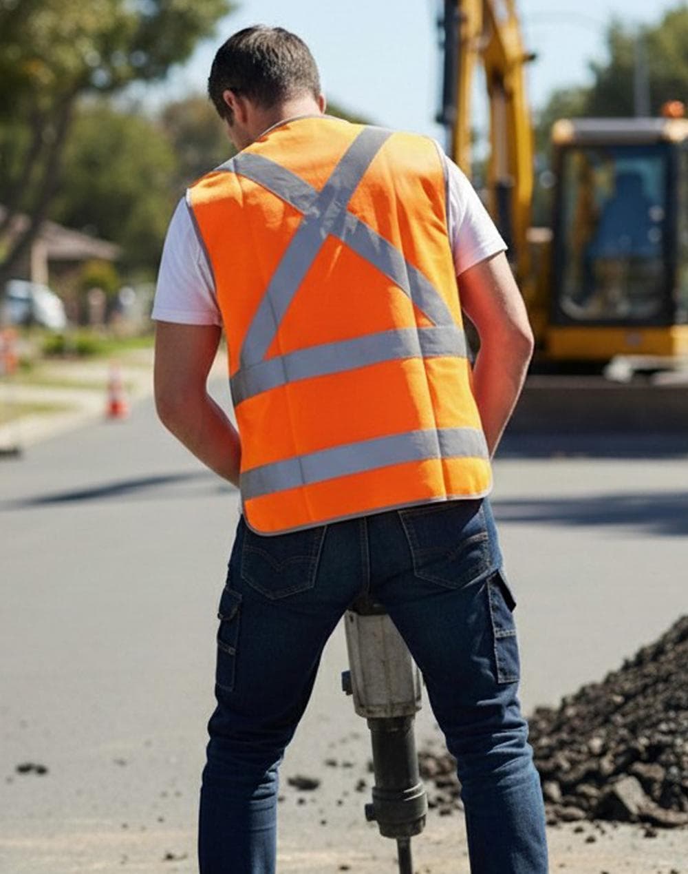 SW72 HI-VIS X BACK SAFETY VEST WITH TAIL