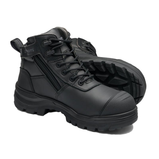 8551 ROTOFLEX BLACK WATER-RESISTANT LEATHER 135MM ZIP SIDED SAFETY BOOT