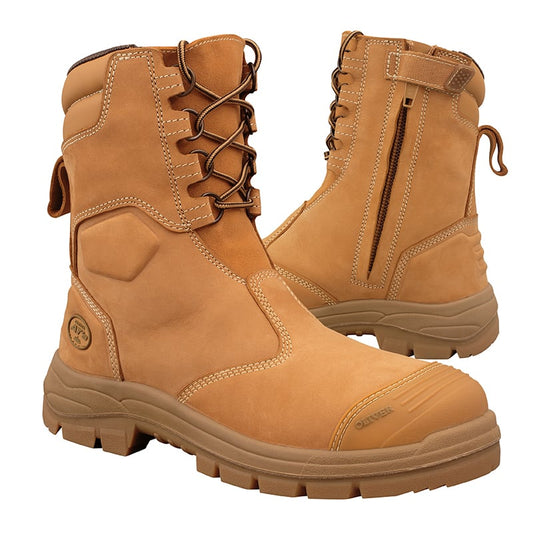 55385 OLIVER 200mm LACE UP ZIP SIDED BOOT RUBBER OUTSOLE WATER RESISTANT