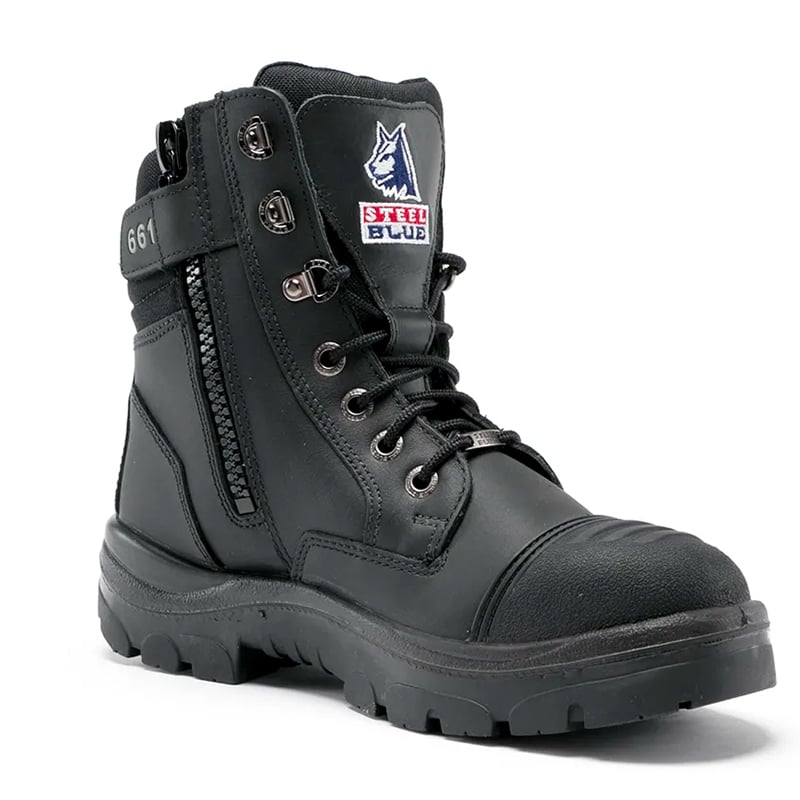 312661 STEEL BLUE SOUTHERN CROSS LACE UP BOOT ZIP SCUFF CAP
