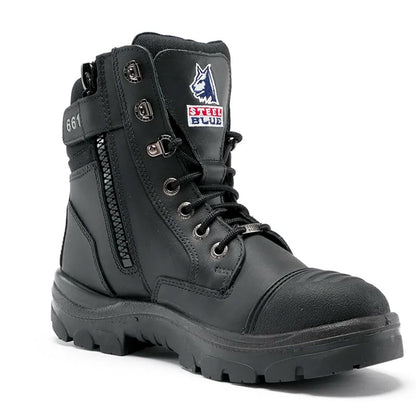 312661 STEEL BLUE SOUTHERN CROSS LACE UP BOOT ZIP SCUFF CAP