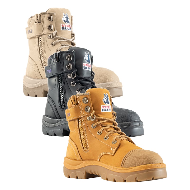 512709 STEEL BLUE LADIES ARGYLE TPU SOLE ZIP SIDE BOOTS WITH SCUFF CAP