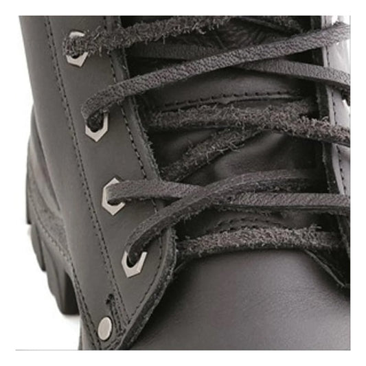 A-000057 STEEL BLUE LEATHER SHOE LACES BLACK 150cm