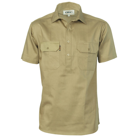 Cotton Drill Close Front Work Shirt - Short Sleeve — DNC Workwear colour image